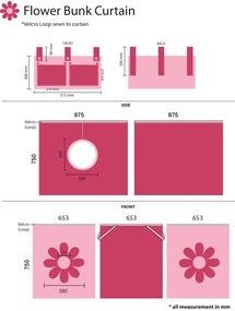 Pat copii supraînălțat Vanessa din lemn masiv de pin, gri lăcuit, cu husă Pink Flower pentru copii [Dimensiuni: 208x98x114 cm]