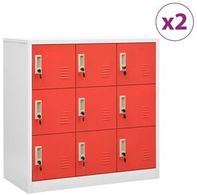 vidaXL Dulapuri vestiar 2 buc. gri deschis și roșu 90x45x92,5 cm oțel