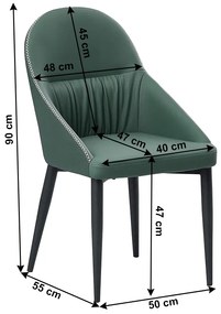 Scaun de masa, piele ecologica verde metal, KALINA