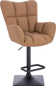 HR650KW Scaun Caramel Piele Ecologica Premium Soft cu Bază Neagră