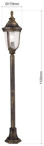 Stalp iluminat exterior IP23 H112cm August AL 11-1122/1 Patina OR