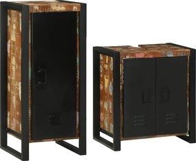 vidaXL Set de mobilier pentru baie cu raft 2 pcs Lemn recuperat solid