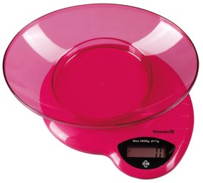 Cantar de bucatarie Hausberg HB-6015RZ, 3kg, cu Bol din Plastic, Roz
