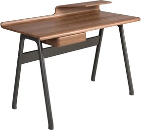 Birou modern din lemn furniruit si fibra de sticla Walnut