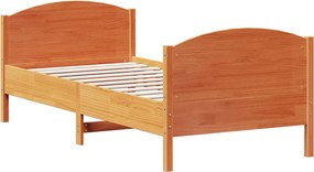 vidaXL Cadru pat fără saltea, maro ceruit, 90x190 cm, lemn masiv pin