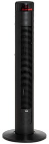 HOMCOM Ventilator Turn cu 4 Moduri și 3 Viteze cu Cronometru 12h, Ventilator de Podea ABS cu Telecomandă, 31,5x31,5x96 cm, Negru | Aosom Romania