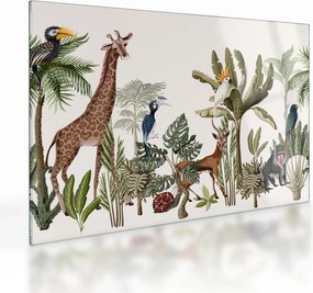 Tablou pe sticlă - Jungla plină de animale (70x50 cm)