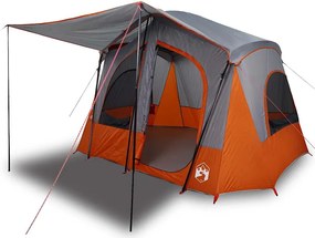 vidaXL Cabină cort de camping 5 persoane gri și portocaliu impermeabil