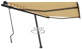 vidaXL Copertină autonomă retractabilă manual, galben/alb, 450x350 cm