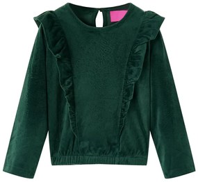 Bluză pentru copii cu volane verde închis 92