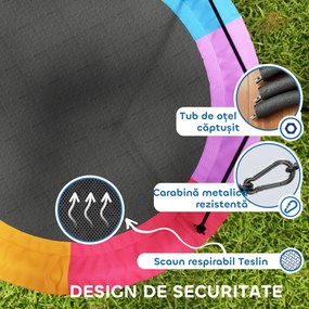 AIYAPLAY Leagăn de Copac, Leagăn Tip Cuib pentru Copii Ø120 cm cu Frânghii Reglabile și Curele, Joacă în Aer Liber pentru Copii 3-8 Ani, Capacitate 300 kg, Multicolor | Aosom Romania