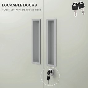 HOMCOM Dulap de Depozitare pentru Birou cu 5 Niveluri, Dulap Metalic cu 2 Uși și 4 Rafturi Reglabile, 80x40x180 cm, Alb