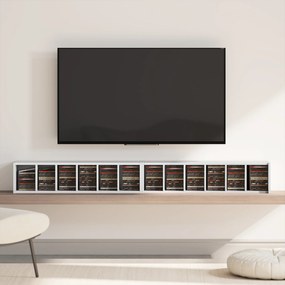 HOMCOM Set de 2 etajere coloane dulap pentru depozitare CD-DVD 12 compartimente 21 x 22,5 x 88,5 cm capacitate 204 CD-uri alb | Aosom Romania