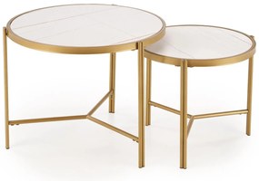 Set 2 buc. măsuțe de cafea Fantoma (marmură albă + auriu). 1092439