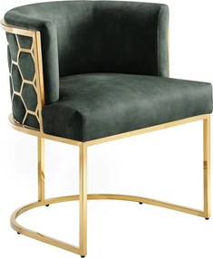 Scaun ELEGANCE catifea verde, otel inoxidabil auriu