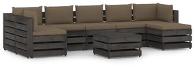 Set mobilier gradina cu perne, 8 piese, gri, lemn tratat taupe and grey, 8