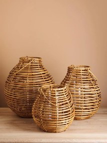 Suport lumanare natur din rattan H23cm Vagabond