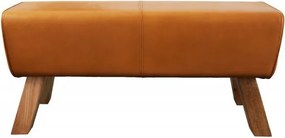 Bancheta din lemn si piele Turnbock 100cm