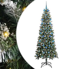 vidaXL Brad de Crăciun artificial Verde 210 cm PVC și Plastic și Oțel