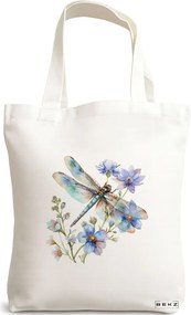 Sacosa de Panza pentru Cumparaturi, Geanta Tote, model Blue Life, 38 x 34.5 cm, Alba, BEKZ®