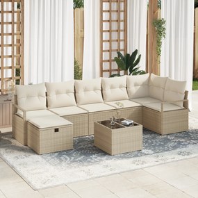 vidaXL Set de canapele pentru grădină cu pernă 8 pcs bej și crem