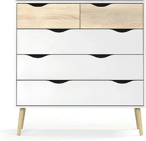 Comoda OSLO 75456, stejar sonoma/alb, DTD laminat, 99x39x101 cm