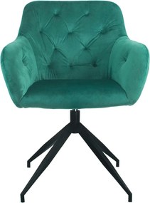 Scaun rotativ VELEZA NEW, verde/negru, stofa catifelata/metal, 66x66x8