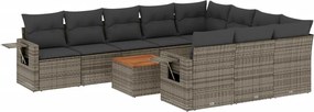 vidaXL Set canapele de grădină cu perne, 11 piese, gri, poliratan