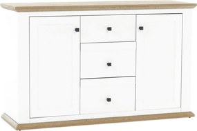 Comoda LEON MZ11, DTD laminat, alb/stejar grand, 140x45x87 cm