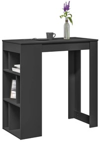 vidaXL Masă de bar cu rafturi, negru, 102x50x103,5 cm, lemn prelucrat
