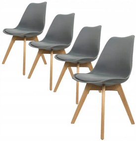 Set de scaune gri stil scandinav BASIC 3 + 1 GRATIS