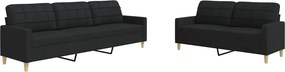 vidaXL Set de canapele, 2 piese, negru, material textil