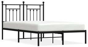 353535 vidaXL Cadru de pat metalic cu tăblie, negru, 120x200 cm