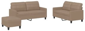 3201367 vidaXL Set de canapele cu perne, 3 piese, cappuccino, piele ecologică