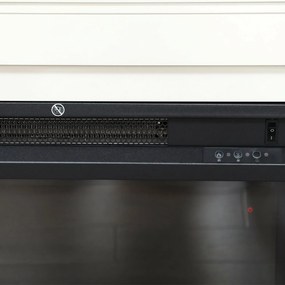 HOMCOM Șemineu Electric cu Flacără în 12 Culori și 5 Niveluri de Luminozitate, Telecomandă și Timer, 98x25x80 cm, Alb și Negru | Aosom Romania