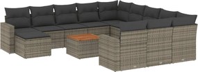 vidaXL Set mobilier de grădină cu perne, 13 piese, gri, poliratan