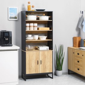HOMCOM Bufet armoire de cuisine multi-stocare cu dulap și rafturi reglabile din lemn și oțel 75 x 35 x 175 cm | Aosom Romania