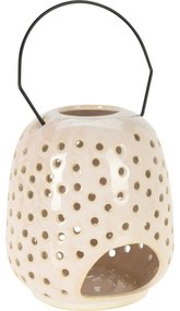 Lanternă ceramică Dots crem, 15 x 23 cm