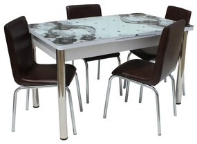 Set masa sticla cu 4 scaune,130x80x78 cm, Tip 4-0048