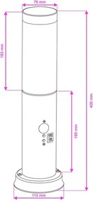 Brilagi - Lampă de exterior cu senzor NOVA 1xE27/15W/230V 40 cm IP44 crom mat