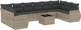 vidaXL Set canapele de grădină cu perne, 11 piese, gri, poliratan
