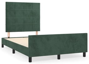 3270581 vidaXL Cadru de pat cu tăblie, verde închis, 120x190 cm, catifea