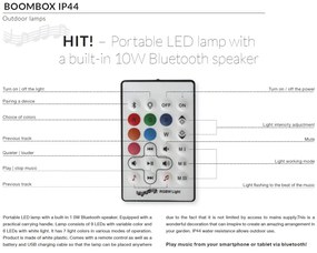 Lampa LED RGB portabila cu speaker si telecomanda IP44 BOOMBOX BUCKET