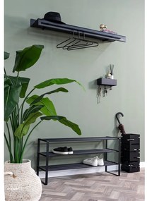 Cuier de perete negru cu raft din metal 120 cm Sway – Spinder Design