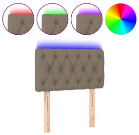 vidaXL Tăblie de pat cu LED, gri taupe, 80x7x78/88 cm, textil