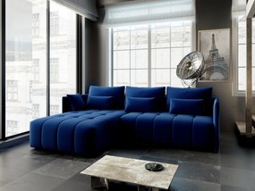 Colțar extensibil dumonde cu ladă de depozitare si sezut confortabil din spuma high-density, Malta Royal Blue 235x185 cm