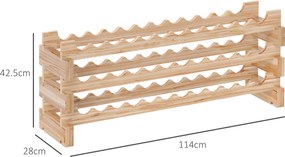 HOMCOM Suport pentru 36 sticle, etajeră pentru vin cu 3 niveluri modulare, 114×28×42,5cm, lemn natural | Aosom Romania