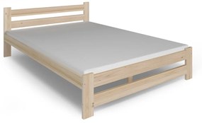 Supermobel Pat din lemn masiv EUREKA + saltea din spumă COMFORT 14 cm + somiera GRATUIT, 120x200, natural lac