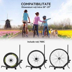 SPORTNOW Suport pentru Biciclete Reglabil din Oțel și Plastic, Negru | Aosom Romania