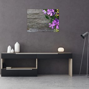 Tablou pe sticlă - flori de câmp (70x50 cm)